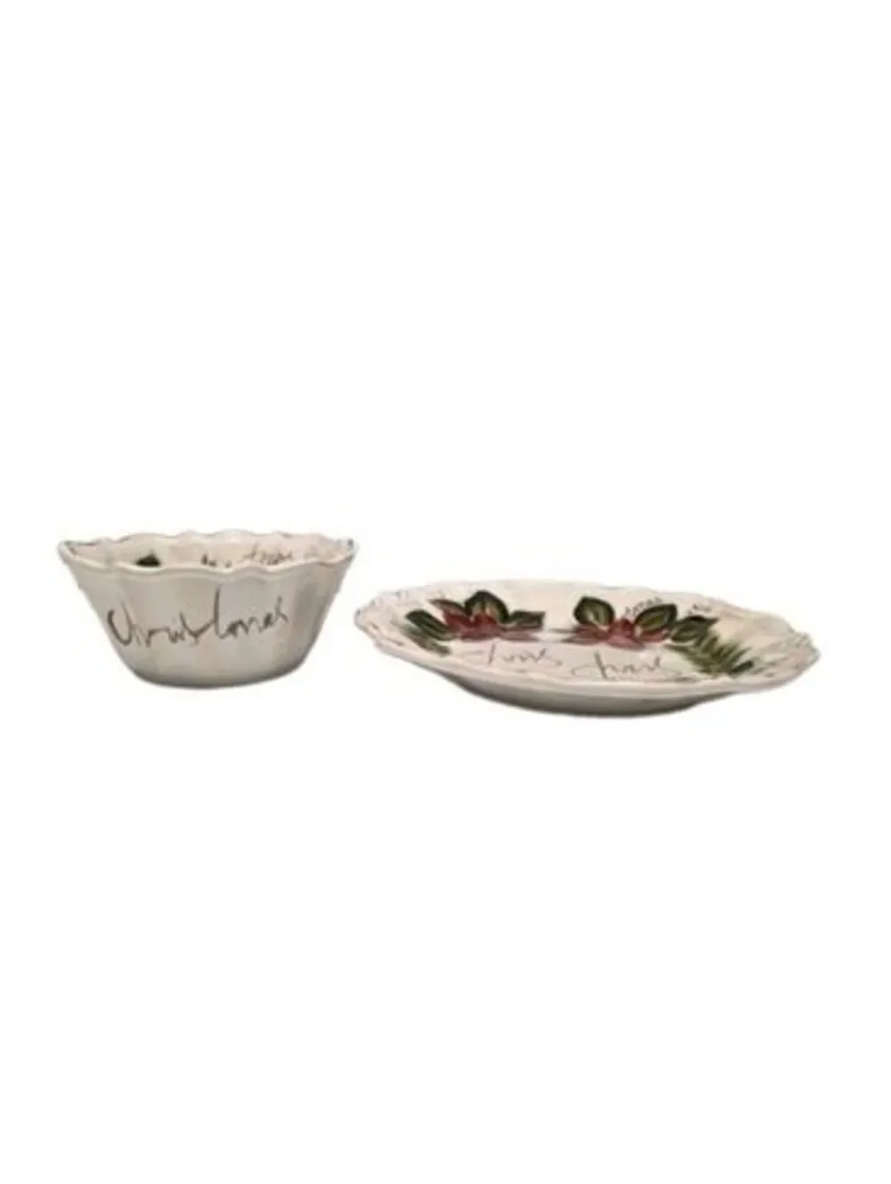 Tabletops Unlimited Linen N Things BOTANICAL CHRISTMAS Dinner Plate Bowl Holiday